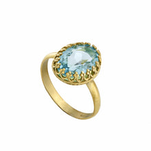 Load image into Gallery viewer, Pontiel Jewelry Aletra Ring with Vintage Aqua Glass