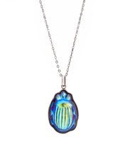 Load image into Gallery viewer, Pontiel Jewelry | Scarab Necklace | Egyptian-Revival Iridescent Glass