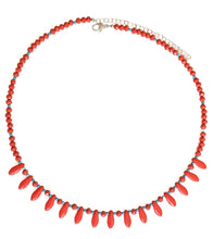 Load image into Gallery viewer, orange and turquoise glass bead necklace on white background
