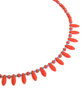 Load image into Gallery viewer, orange and turquoise beaded necklace close up image
