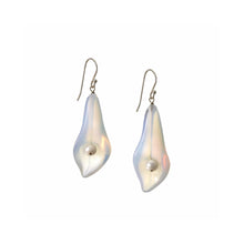 Load image into Gallery viewer, Hera Earrings with Opalite Calla Lilies &amp; Freshwater Pearls
