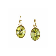 Load image into Gallery viewer, Eliza Earrings with Vintage Olivine Crystal
