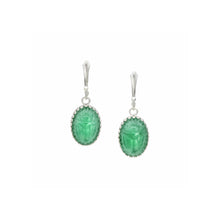 Load image into Gallery viewer, Scarab Earrings with Jade Cherry Brand Glass
