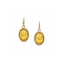 Load image into Gallery viewer, Scarab Earrings with Amber Cherry Brand Glass
