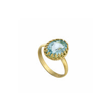 Load image into Gallery viewer, Aletra Ring with Vintage Aqua Glass
