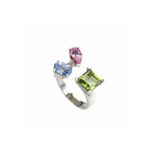 Load image into Gallery viewer, Anastasia Ring with Peridot, Light Sapphire and Rose Crystals
