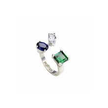 Load image into Gallery viewer, Anastasia Ring with Clear, Emerald and Sapphire Crystals
