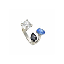 Load image into Gallery viewer, Anastasia Ring with Clear Crystal, Sapphire and Black Diamond
