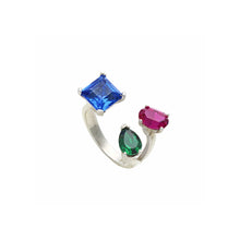 Load image into Gallery viewer, Anastasia Ring with Sapphire, Emerald and Fuchsia Crystals
