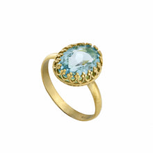 Load image into Gallery viewer, Pontiel Jewelry Aletra Ring with Vintage Aqua Glass
