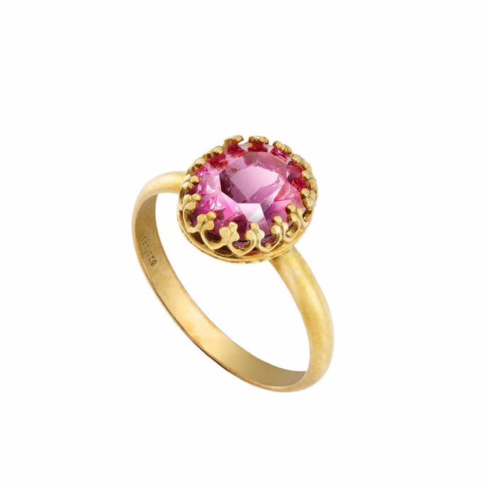 Pontiel Jewelry Aletra Ring with Vintage Pink Glass