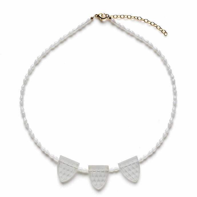 Pontiel Jewelry | Artemis Necklace | Vintage Clear & Frosted Glass Shields