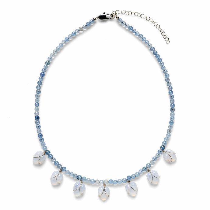 Delilah Necklace with with Aquamarine Beads