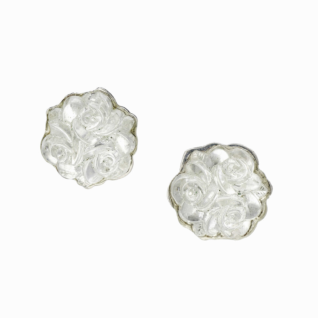 Pontiel Jewelry | Handmade Floral Earrings with Clear & Frosted Glass