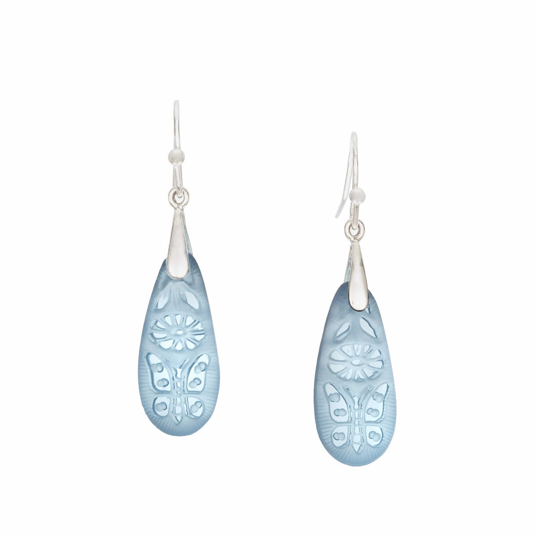 Pontiel Jewelry | Isla Earrings with Handmade Art Deco Glass 