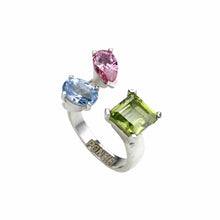 Load image into Gallery viewer, Anastasia Ring with Peridot, Light Sapphire and Rose Crystals

