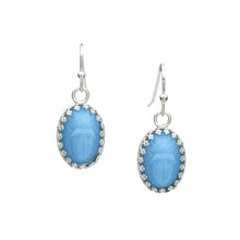 Load image into Gallery viewer, Scarab Earrings with Turquoise Cherry Brand Glass
