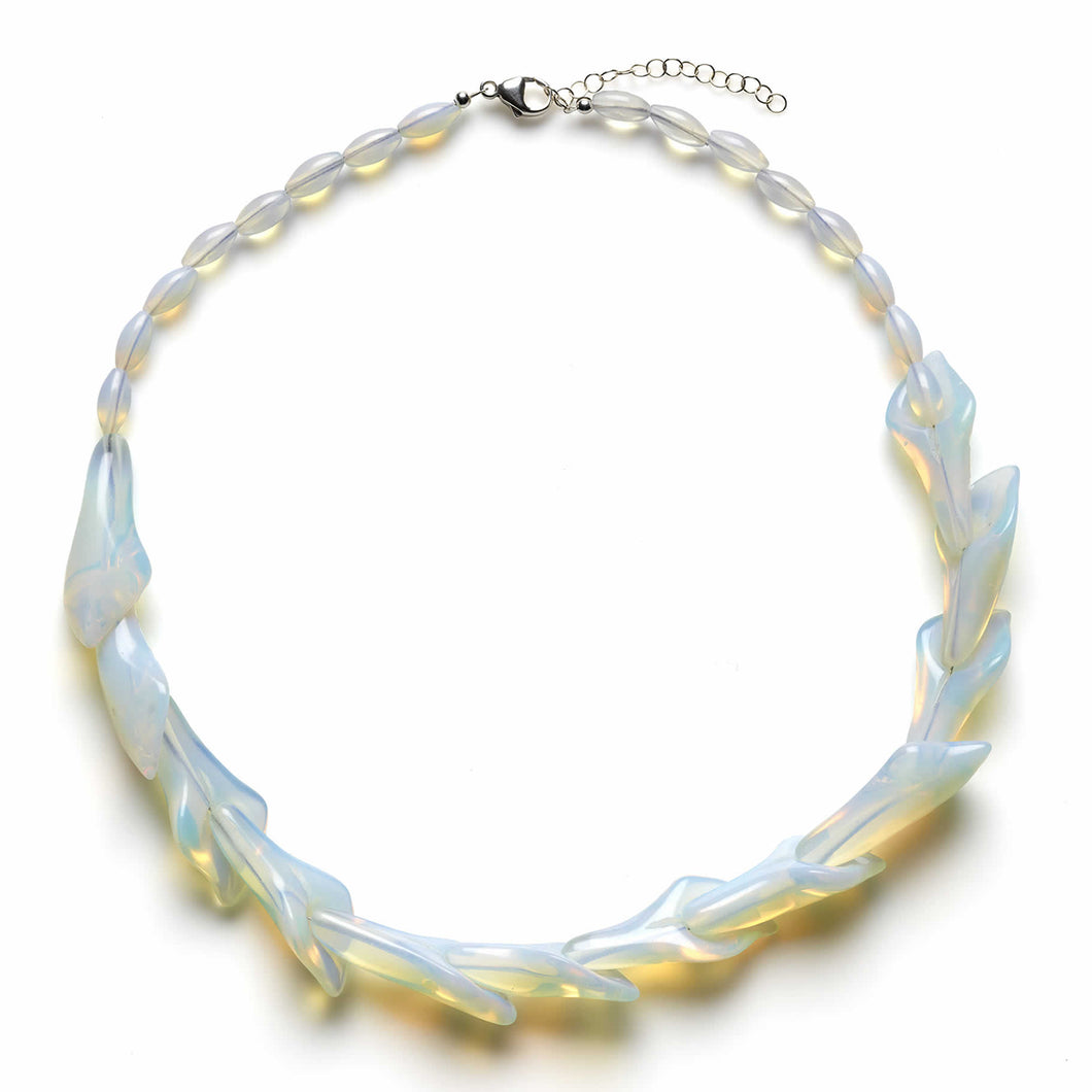 Pontiel Jewelry | Theron Necklace with Opalite Calla Lilies & Opalite Beads