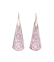 Load image into Gallery viewer, Pontiel Jewelry | Handmade Art Deco Dahlia Earrings with Amethyst Glass
