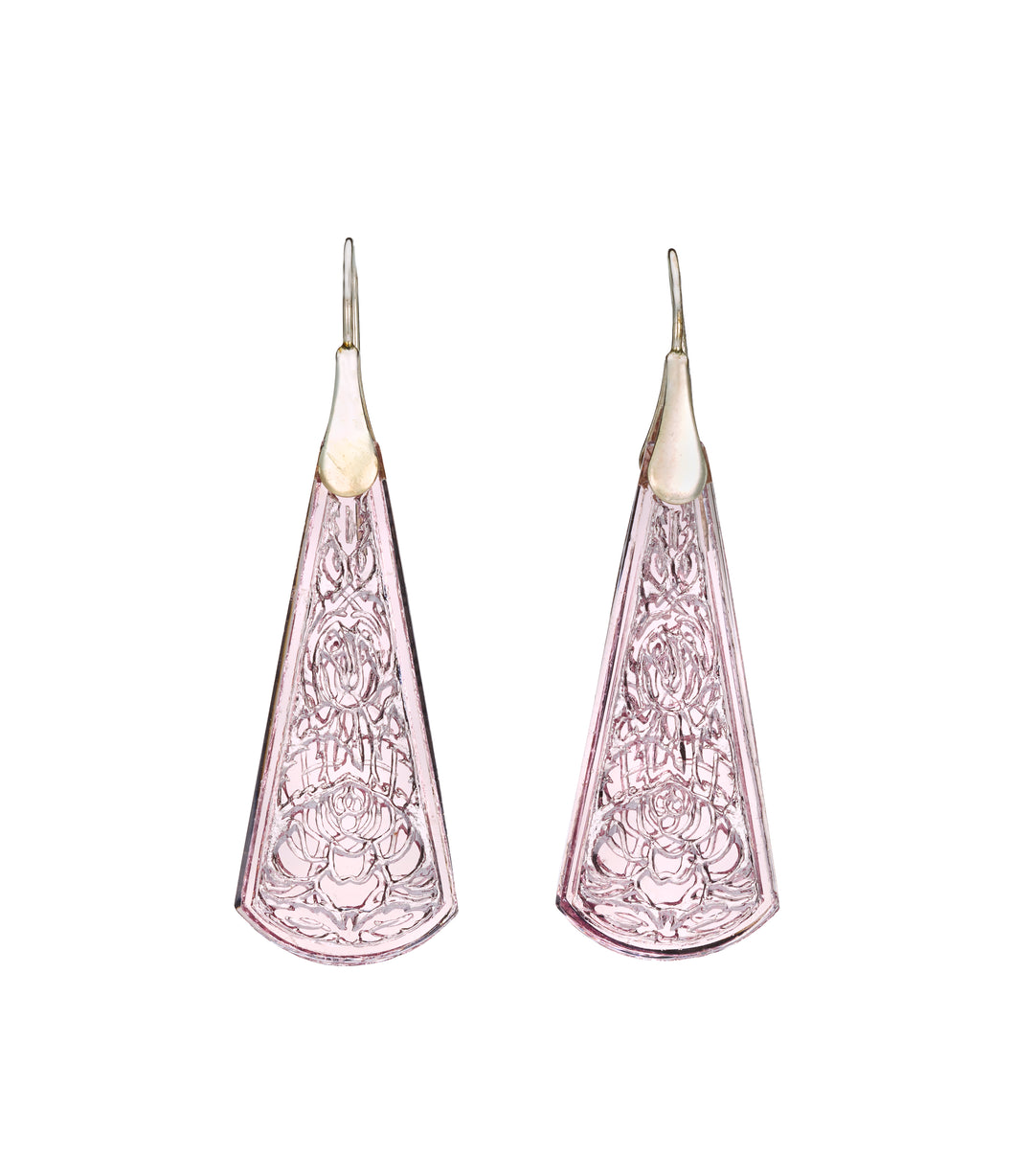 Pontiel Jewelry | Handmade Art Deco Dahlia Earrings with Amethyst Glass