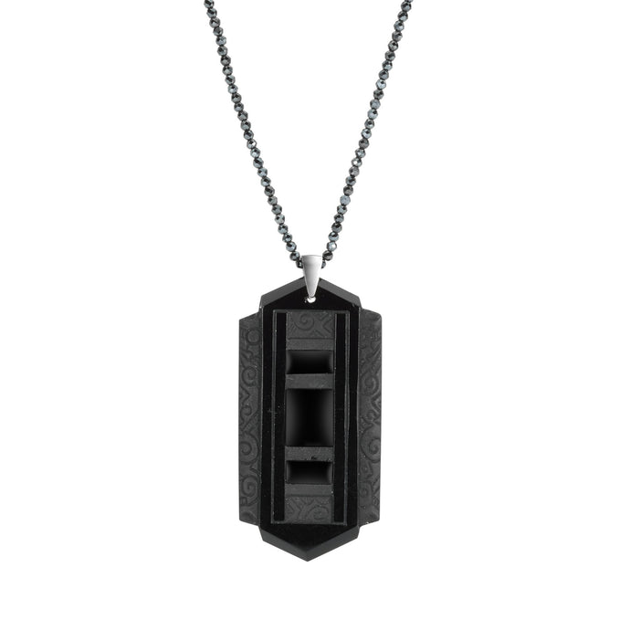 Pontiel Jewelry | Zelda Necklace with Art Deco Black Glass Pendant