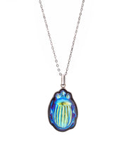 Load image into Gallery viewer, Pontiel Jewelry | Scarab Necklace | Egyptian-Revival Iridescent Glass
