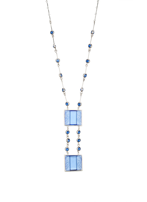 Pontiel Jewelry | Tamara Necklace | Vintage Art Deco Light Aqua Glass