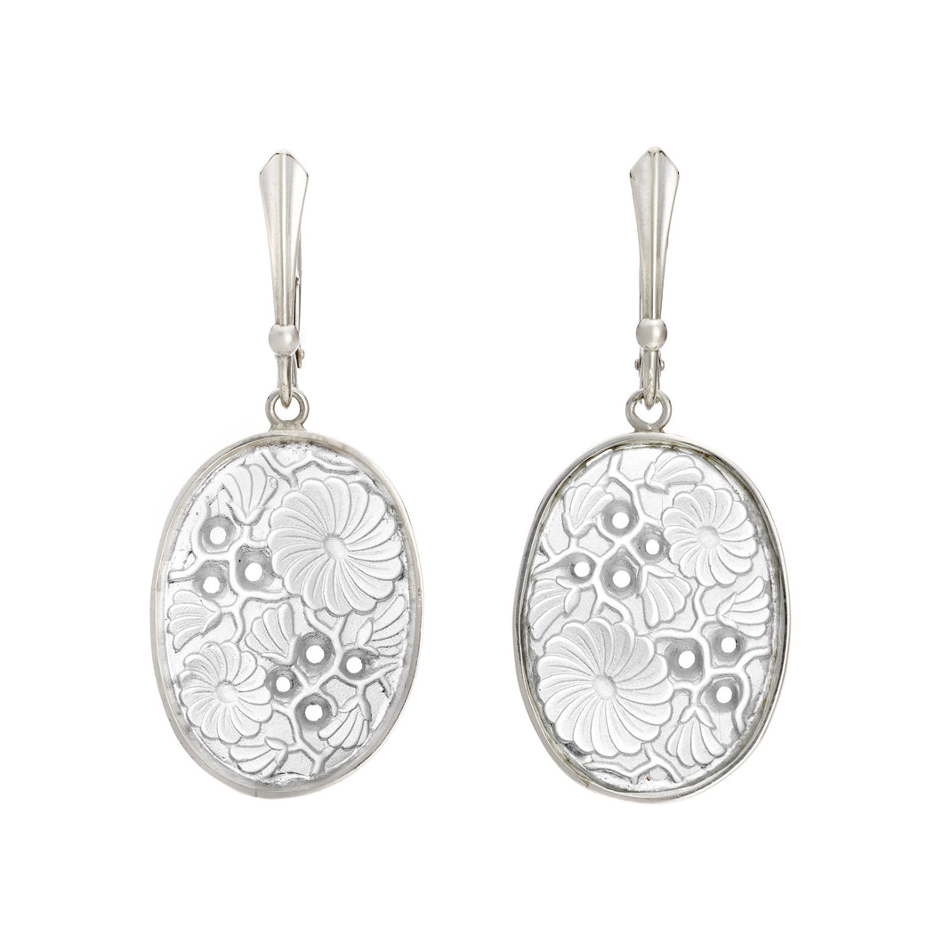 Pontiel Jewelry | Silurian Earrings with Vintage Clear Frosted Glass
