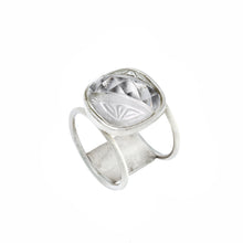 Load image into Gallery viewer, Pontiel Jewelry | Gabrielle Ring with Frosted Clear Art Deco Glass
