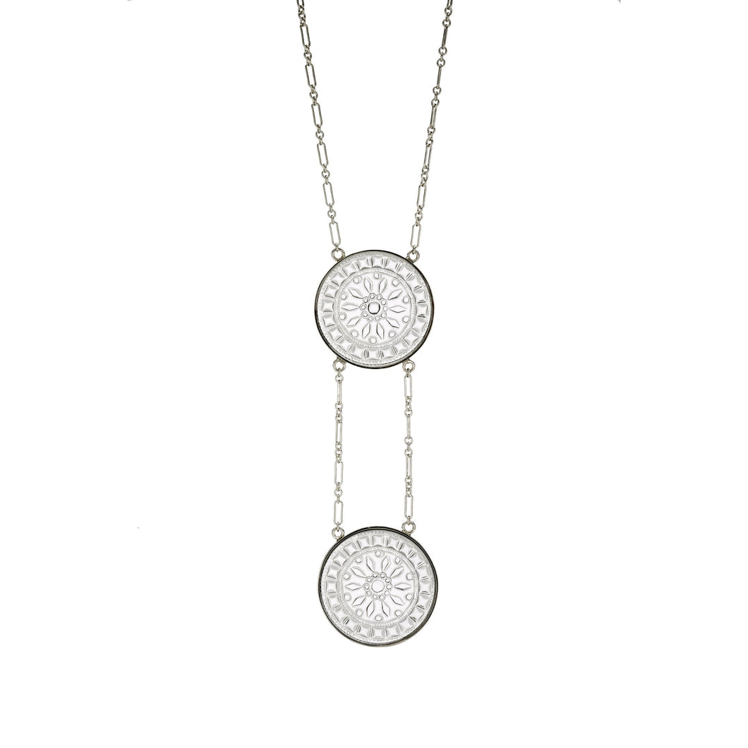 Alexandra Necklace with Molded Floral Glass Medallions