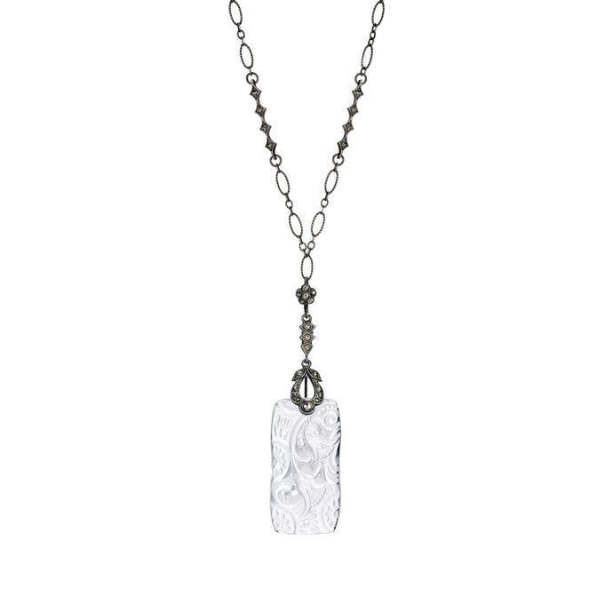 Pontiel Jewelry | Ophelia Necklace with Clear Art Deco Glass from France